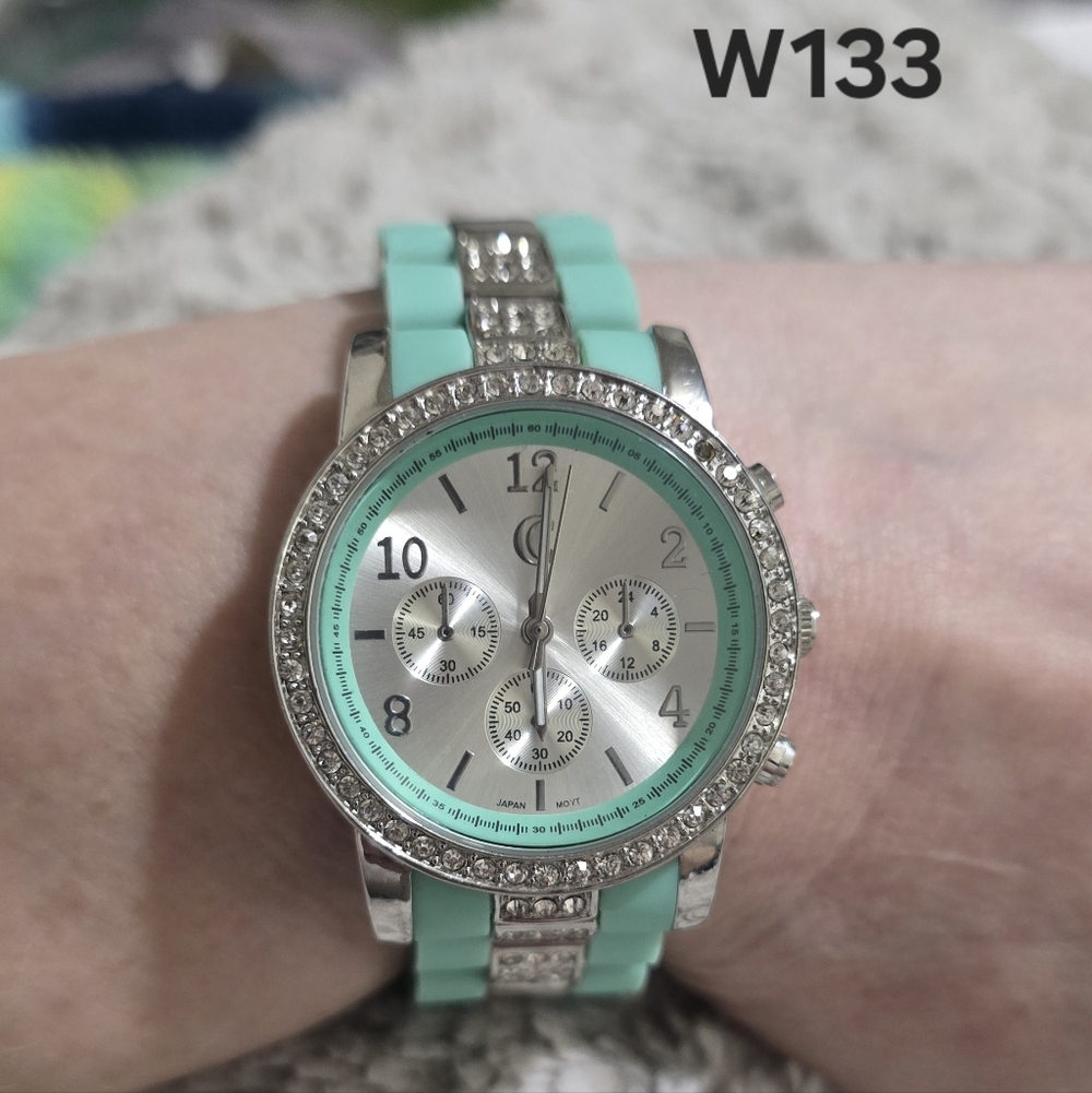 Charming Charlie Rhinestone Watch – Mint Green Silicone